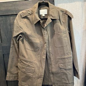 Hinge Canvas Utility Jacket Anorak Military Olive Green Drawstring Waist size s